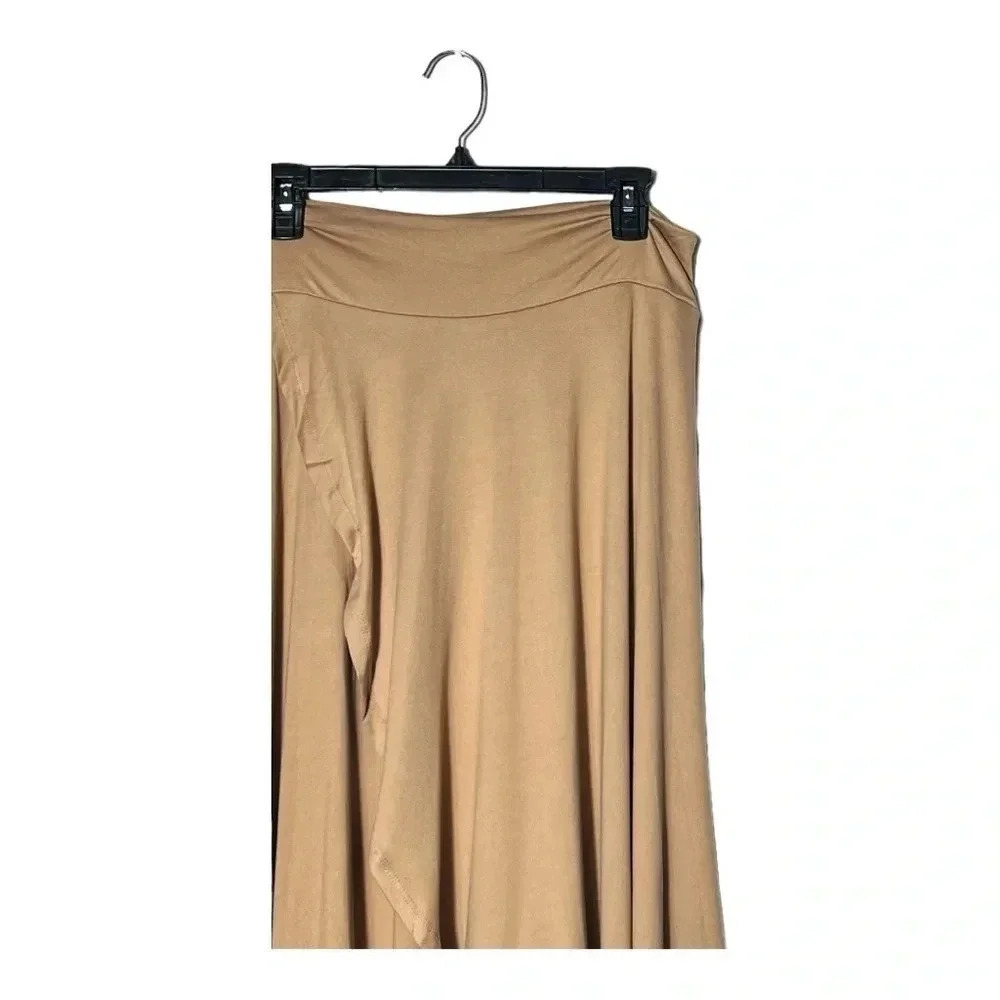 1907. NINEXIS FAUX WRAP MIDI LENGTH SKIRT SIZE X-LARGE COGNAC IN COLOR STRETCHY - Picture 3 of 11